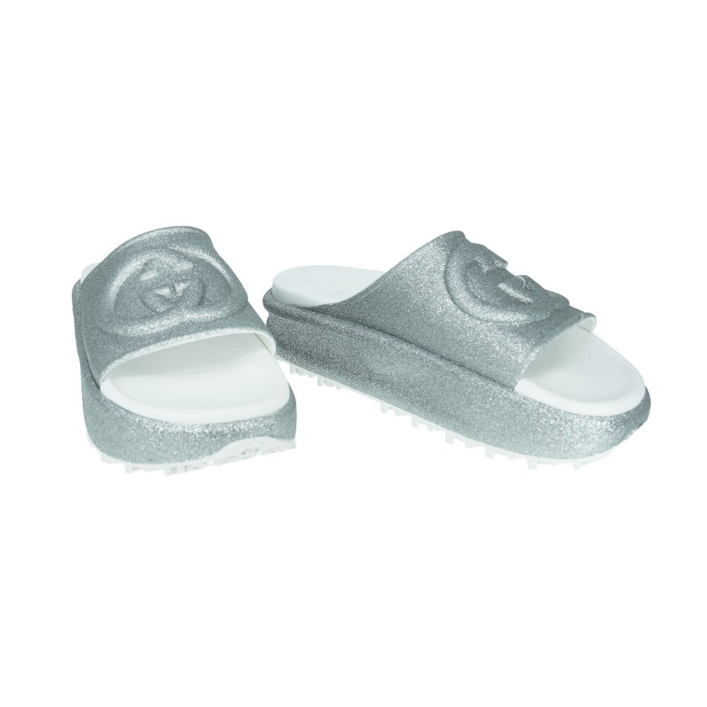 Gucci Interlocking G Glitter Slide Sandals - Picture 2 of 12